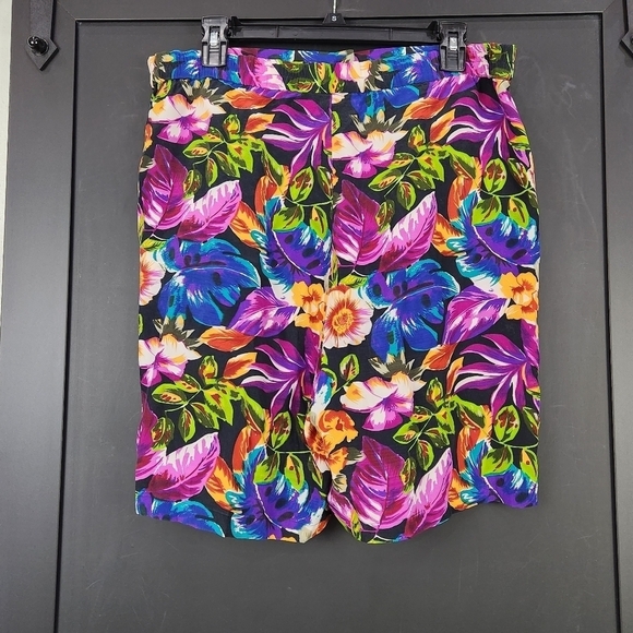Petite Sophisticate 100% Silk High Waist Vintage Floral Shorts SZ Large Petite - Picture 3 of 6